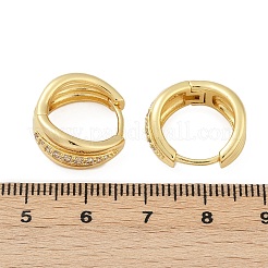女性用真鍮マイクロパヴェキュービックジルコニアフープピアス  カドミウムフリー＆鉛フリー  18KGP本金メッキ  15.5x17.5x7.5mm&nbsp;EJEW-L299-06G