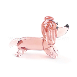 手作りランプワーク子犬ホームディスプレイ装飾  3dビーグル犬  桃パフ  20~23x13~14x13~15mm&nbsp;LAMP-J084-30