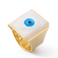 Square Enamel with Evil Eye Wide Band Finger Rings&nbsp;RJEW-A014-02G-02
