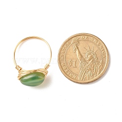Natural Agate Oval Finger Rings&nbsp;RJEW-JR00441-03