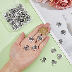チベット風アロイペンダント80個  ハート  カドミウムフリー＆鉛フリー  アンティークシルバー  18x17x1mm  穴：1mm&nbsp;TIBE-DC0001-09