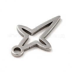 変色しない201ステンレススチールペンダント  スターのチャーム  ステンレス鋼色  14.5x9x1mm  穴：1.2mm&nbsp;STAS-P312-15P