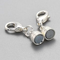真鍮製マグネットクラスプコンバーター  カニカン付き  コラム  銀  42x5.5mm&nbsp;LS-KK-O134-05S