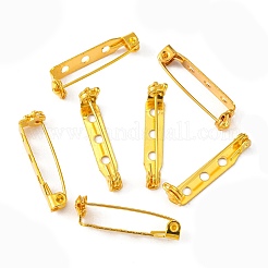 アイアン製ブローチパーツ  バックバーピン  ゴールドカラー  長さ27mm  5 mm幅  厚さ7mm  穴：約2mm  ピン：0.8mm&nbsp;E023Y-G