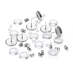 DIY 50Pairs Flat Round Earring Making Kits&nbsp;DIY-YW0001-90P