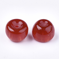 樹脂ビーズ  天然石風  片穴  りんご  レッド  21x15.5~16mm  半分穴：3.5mm&nbsp;X-RESI-S377-16E