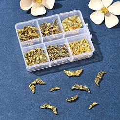 チベットスタイルの合金ビーズ105個。  ウイング  アンティーク黄金  4~22x3~21.5x3~4mm  穴：1~1.5mm  105個/セット&nbsp;TIBEB-FS0001-09