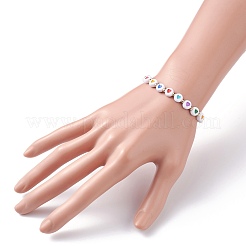 Heart Pattern Flat Round Acrylic Beads Stretch Bracelet for Kid&nbsp;BJEW-JB07215