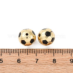 真鍮ビーズ  エナメル  長持ちメッキ  ラックめっき  鉛フリー＆カドミウムフリー  サッカー  18KGP本金メッキ  10mm  穴：1.2mm&nbsp;KK-H002-02C-G-RS