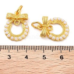 ABSプラスチックビーズ合金ペンダント  丸カン付き  花輪  ゴールドカラー  19x14.5x4mmジャンプリング：6x1mm  内径：4mm。&nbsp;ENAM-M008-04G-02