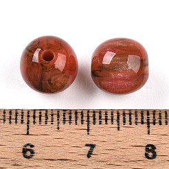 樹脂ビーズ  ラウンド  ツートン  砂茶色  10mm  穴：2mm&nbsp;X1-RESI-YW0004-28B-12