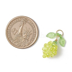 電気メッキガラスチャーム  レモン  金色の304ステンレススチールオープン丸カンループ付き  多面カット  シャンパンゴールド  22x13x12.5mm  穴：4.5mm&nbsp;PALLOY-MZ00682