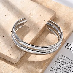 304 Stainless Steel Cuff Bangles for Women&nbsp;BJEW-B108-07P