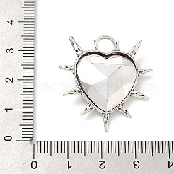 合金とアクリルパーツ  とげのあるハートのチャーム  アンティークシルバー  30.5x28.5x6mm  穴：5mm&nbsp;FIND-G104-02AS