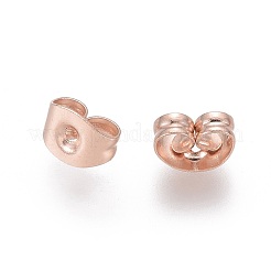 304ステンレススチール製イヤーナット  スタッド イヤリングのフリクション イヤリング バック  ローズゴールド  6x4x3.5mm  穴：0.8mm&nbsp;STAS-P099-03RG-01