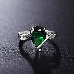 Brass with Cubic Zirconia Finger Rings&nbsp;FS-WG6A2EB-01