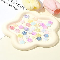 ベーキングペイントガラスビーズ30個  花  ピンク  12.5x13x4.5mm  穴：1.2mm&nbsp;GLAA-FS0001-97D