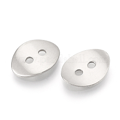 変色しにくい201ステンレススチールボタン  2穴  オーバル  ステンレス鋼色  14x11x2mm  穴：1.8mm&nbsp;STAS-T047-07