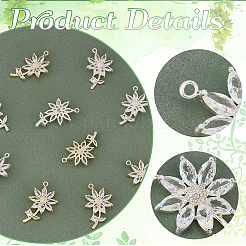 8Pcs 2 Colors Brass Micro Pave Clear Cubic Zirconia Pendants&nbsp;FIND-PH0021-01