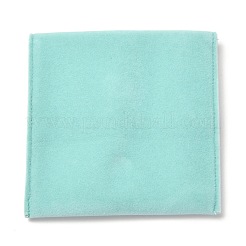 スクエアベルベットジュエリーバッグ  スナップファスナー付き  ターコイズ  10x10x1cm&nbsp;DJ-TP-B001-01B-06