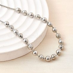 女性用真鍮ラウンドビーズスライダーブレスレット  金の砂  カドミウムフリー＆鉛フリー  ラックめっき  長持ちメッキ  プラチナ  内径：1-3/8インチ（3.5cm）〜3-1/8インチ（8cm）&nbsp;BJEW-D317-13P