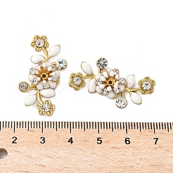 真鍮製ビーズキャップ  エナメルとラインストーン付き  花  ゴールドカラー  ホワイト  31.5x18.5x6mm  穴：1mm  内径：3.5mm&nbsp;KK-F793-01C-1
