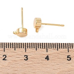 シェグレース 真鍮製スタッドピアス金具  フラットラウンド  カン付き  カドミウムフリー＆ニッケルフリー＆鉛フリー  長持ちメッキ  18KGP本金メッキ  7x5mm  穴：1.2mm  ピン：0.9mm&nbsp;XGR0105G-151G