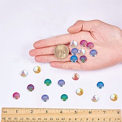 樹脂カボション  魚の鱗とフラットラウンド  ミックスカラー  12x3mm&nbsp;CRES-SC0001-03