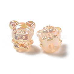 UVメッキレインボー虹色アクリルビーズ  クマの服を着た女の赤ちゃん  ダークオレンジ  17.5x16.5x14mm  穴：3.5mm&nbsp;LS-PACR-M002-01G