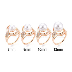 Oval Brass Micro Pave Clear Cubic Zirconia Adjustable Ring Settings&nbsp;KK-T076-69G