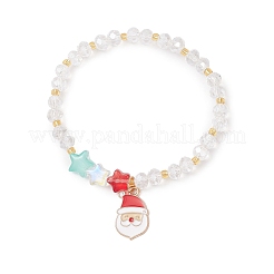 Christmas Themed Alloy Enamel Santa Claus Charm Bracelets&nbsp;BJEW-MZ00190-03