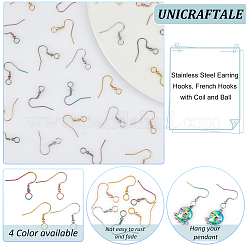 80Pcs 4 Colors 304 Stainless Steel Earring Hooks&nbsp;STAS-UN0054-22