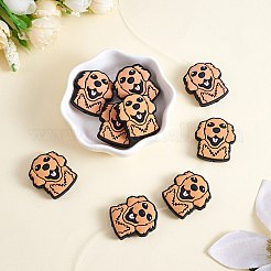 10個のシリコンビーズ  犬の頭  サドルブラウン  30x26x9.5mm  穴：3mm&nbsp;JX749A