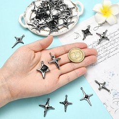 32本8スタイルアロイペンダント  スターのチャーム  ガンメタ色  19~34x12~25x3~6mm  穴：1.2~2mm  4個/スタイル&nbsp;FIND-CJ0006-01