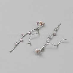 Brass Micro Pave Cubic Zirconia Dangle Stud Earrings&nbsp;EJEW-WH0004-192P