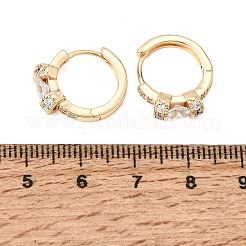 Brass Micro Pave Cubic Zirconia Hoop Earrings&nbsp;KK-CBAD29A-05G