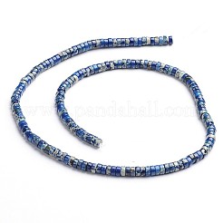 染色された天然インペリアルジャスパービーズ連売り  ヒシビーズ  フラットラウンド/ディスク  ブルー  6x3mm  穴：1mm  約128個/連  15インチ&nbsp;G-M276-08-B