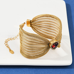 304 Stainless Steel Cubic Zircon Cable Chains Bracelets for Women&nbsp;BJEW-V013-01G