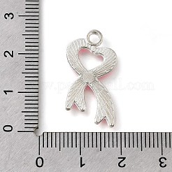 乳がんピンクアウェアネスリボンテーマ合金エナメルペンダント  銀  意識のリボン  24x15x1.5mm  穴：2mm&nbsp;ENAM-C026-01D-S