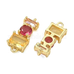 Brass Micro Pave Cubic Zirconia Connector Pendants&nbsp;KK-H259-08G-01