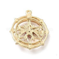 カット加工ガラスペンダント  ライトゴールドメッキ合金パーツ  スターとフラットラウンド  パールピンク  29.5x26x5mm  穴：1.6mm&nbsp;FIND-G028-01D-LG