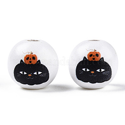 Halloween Theme Wood European Beads&nbsp;WOOD-N016-04J