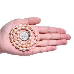 天然養殖淡水パールビーズ連売り  バロックケシパールライスビーズ  小麦  8~13x6.9~7.5mm  穴：0.7~0.8mm  約34~38個/連  13.78インチ（35cm）&nbsp;PEAR-N012-07M