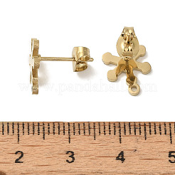 イオンプレーティング（IP）304ステンレス鋼スタッド金具  スノーフレーク  ゴールドカラー  12x9mm  穴：1.2mm  ピン：11x0.7mm&nbsp;STAS-I206-42G