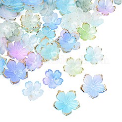 ミックススタイルのアクリルビーズキャップ  花  ブルー  17.5~23.5x18~23.5x1.5~6mm  穴：1.2~1.6mm  200個/セット&nbsp;OACR-FS0002-51A
