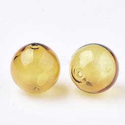 手作り吹きガラスビーズ  ラウンド  ゴールド  14x14mm  穴：1~2mm&nbsp;BLOW-T001-32A-02