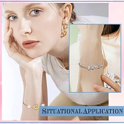 9Pcs 3 Colors Half Finished 304 Stainless Steel Rolo Chain Connector Bracelets Making&nbsp;STAS-UN0038-86