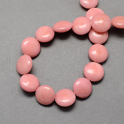 Dyed Flat Round Gemstone Natural Rhodochrosite Stone Beads Strands&nbsp;G-S110-23