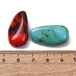 ツートンカラーの不透明アクリル製天然石風ビーズ  ナゲット  ミックスカラー  27.5x14.5x9mm  穴：2mm  約190個/500g&nbsp;AC-CBABC78-04