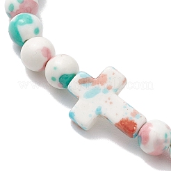 Synthetic Ocean White Jade Beads Stretch Bracelets for Women Men&nbsp;BJEW-JB11300-04